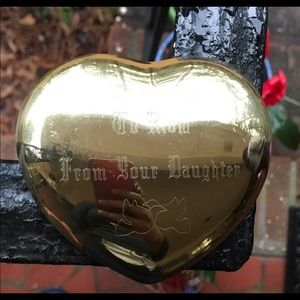 Golden tone brass heart shape jewelry box